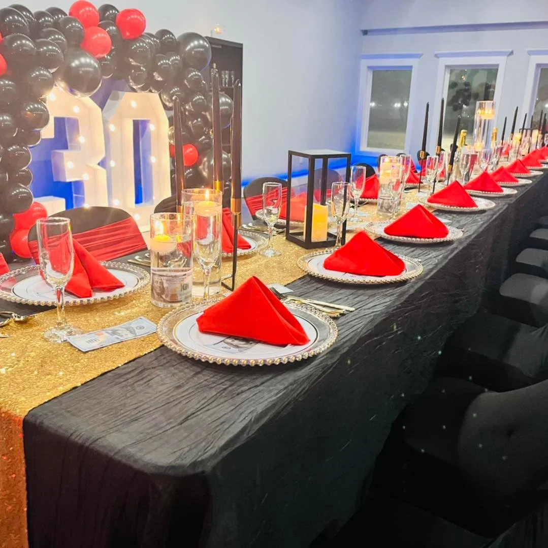 Rentals — Long banquet table styling